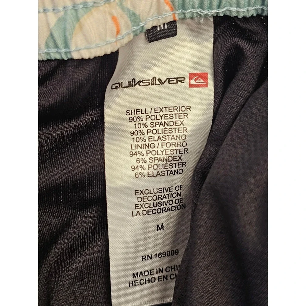 Quiksilver Mens Swim Trunks Jade Grey Tropical‎ Floral Board Shorts Size M NEW